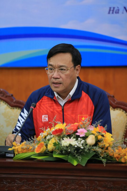 Ông Đặng Hà Việt: Tổng cục Trưởng Tổng cục TDTT, trưởng đoàn Thể thao Việt Nam phát biểu tại buổi lễ